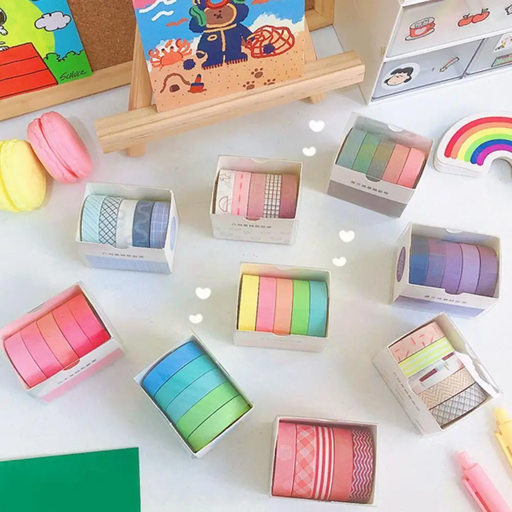 

5 Rolls/box World Decorative Adhesive Tape Masking Washi Supplies Scrapbooking Tape Tape Decorative Stationery Diy School W G8q9
