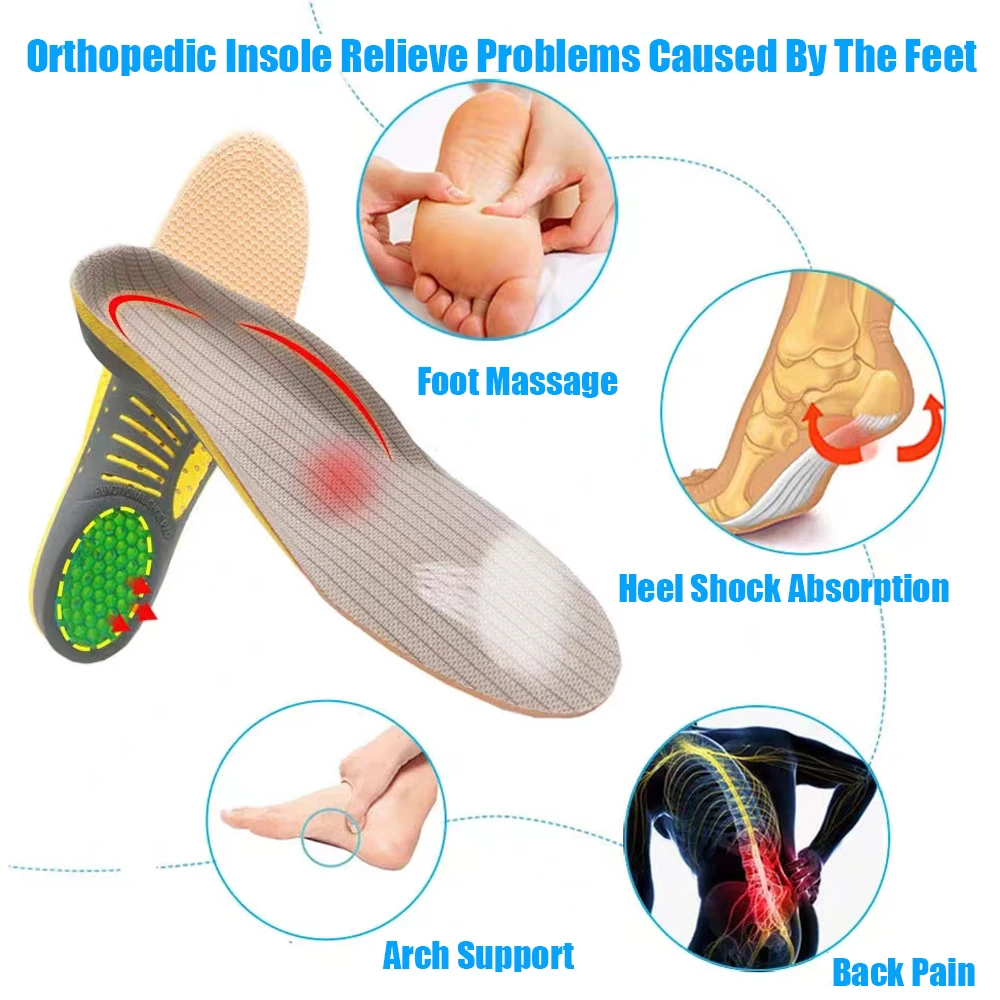 Orthotic Arch Support Gel Insoles Flat Foot Orthopedic Insoles for Men Women Plantar Fasciitis Shoes Insert X/O Leg Corrector