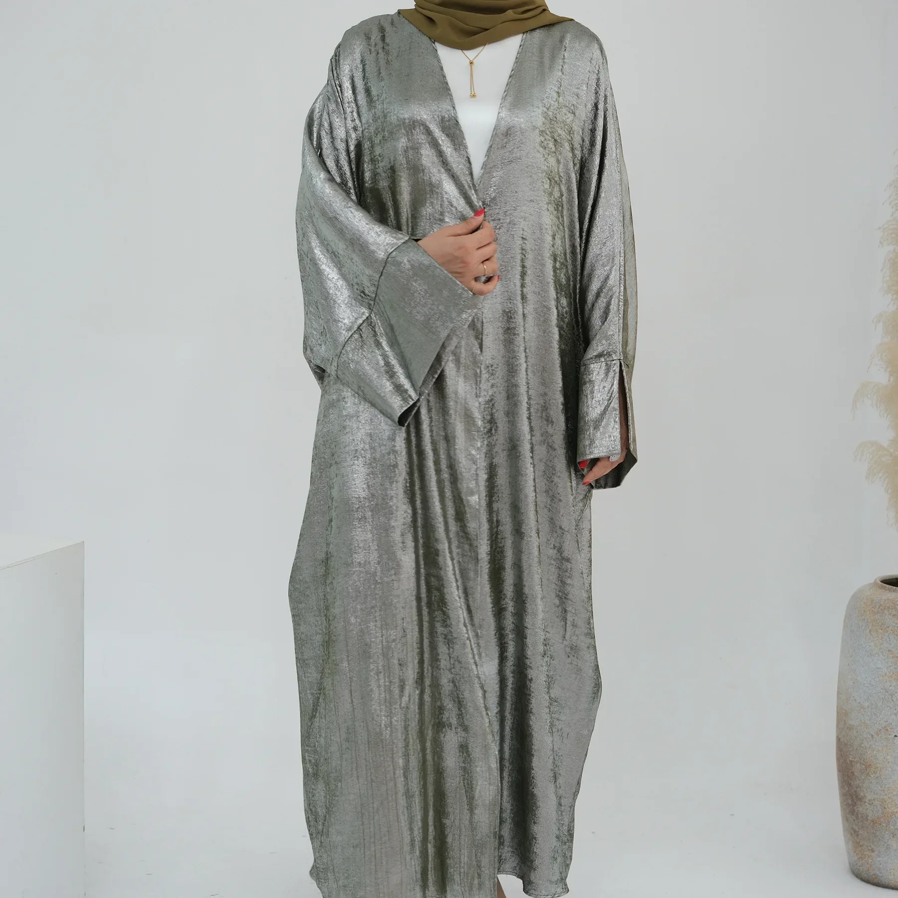 Рамадан ИД блестящее открытое кимоно с рукавом летучая мышь Abaya Дубай роскошный