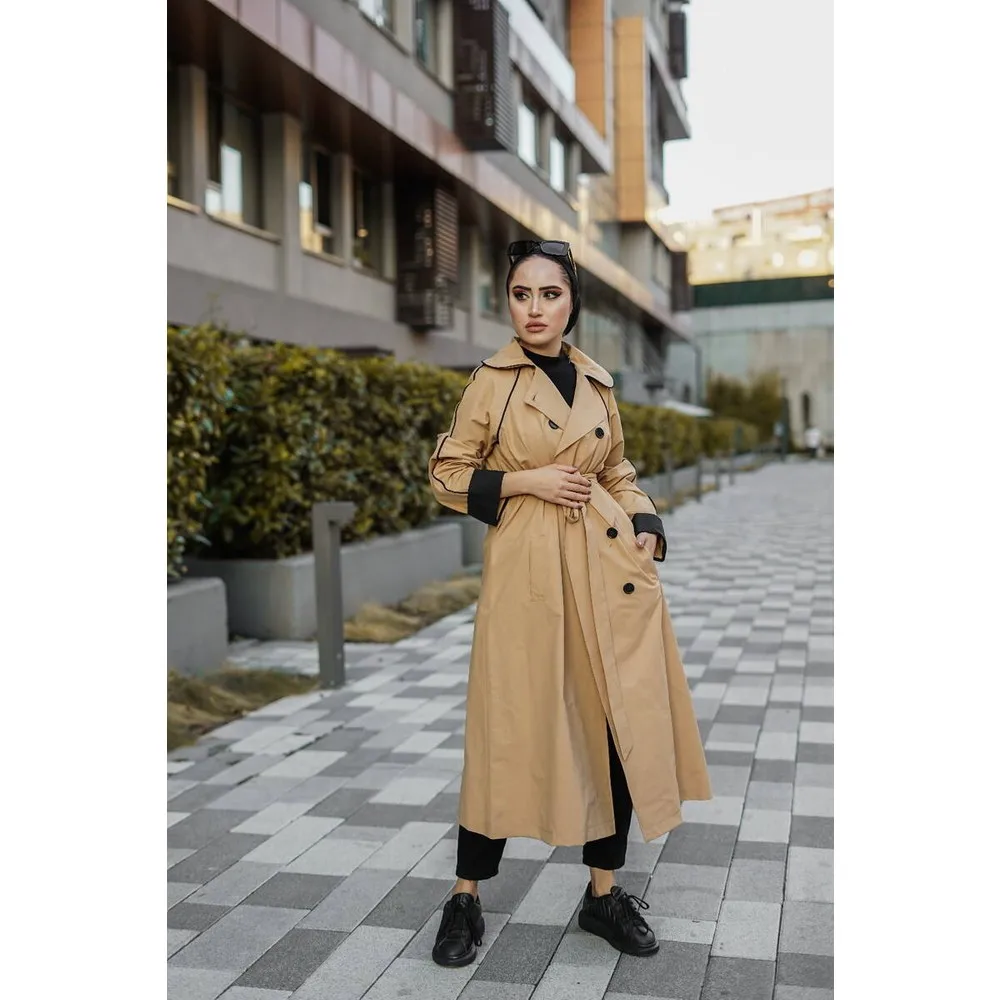 

Dorlie Ribbon Detail Long Trench Coat AN7418 Latte