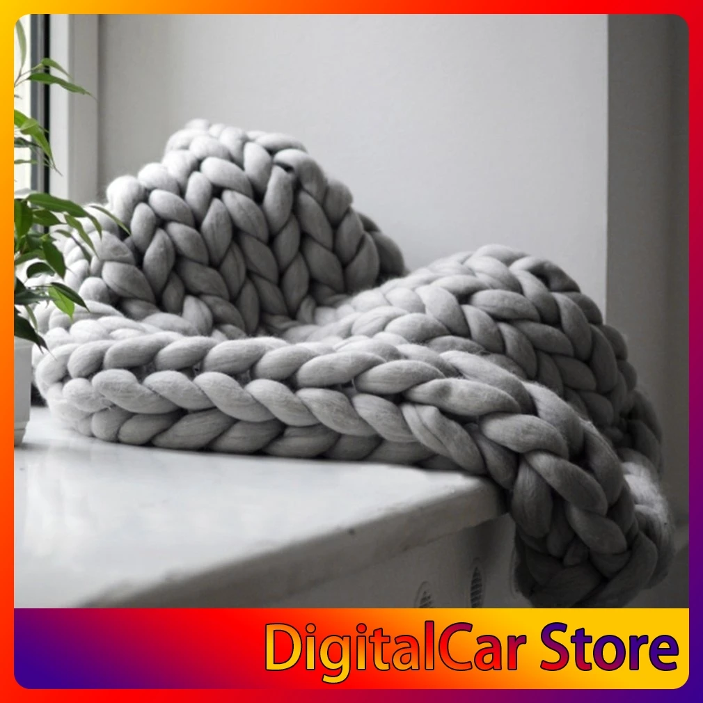 

Comfortable Keep Warm Soft Thick Line Giant Yarn Knitted Blanket Handmade Manual Weaving Photography Props Blankets