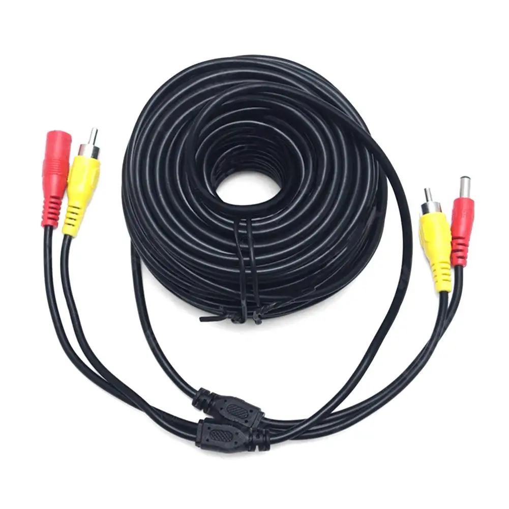 Car Reversing Camera Video Cable 20m Dc Power Supply Rca Av Video Extension Cable Adapter Cord For Truck Parking Cam