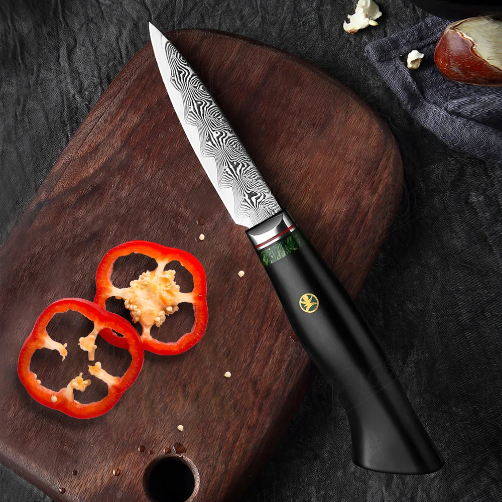 

Genuine Damascus Knife Ebony Handle 67 Layers Damascus VG10 Steel 3.5 Inch Sharp Peeling Paring Mini Kitchen Knife Cooking Tools