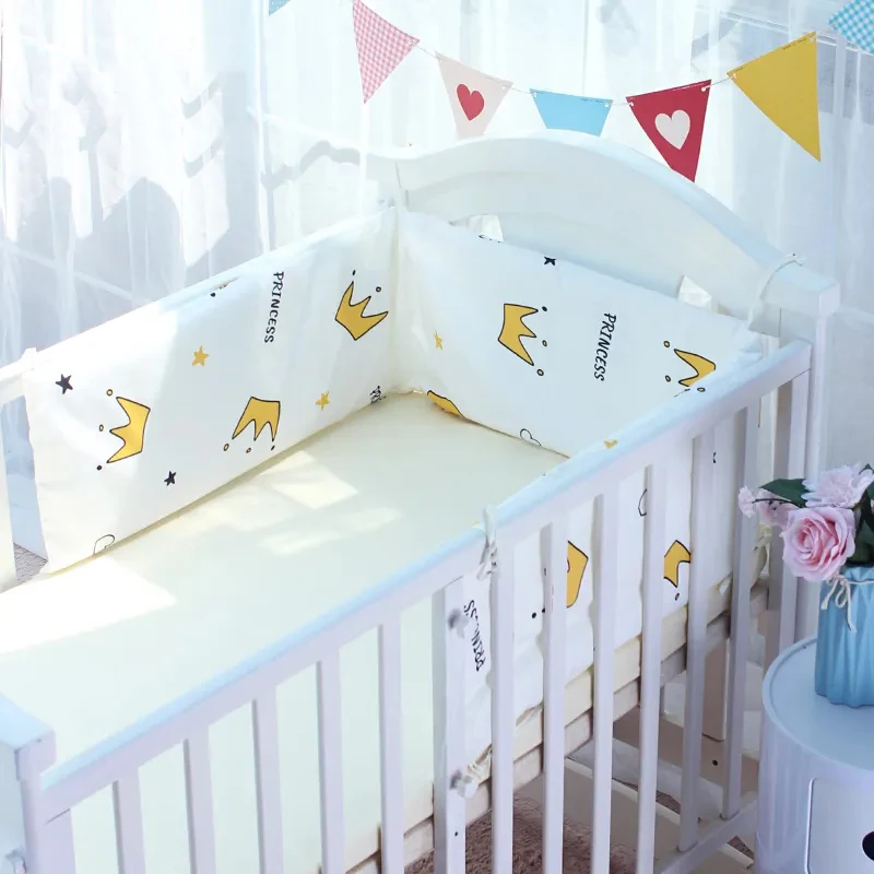 

Pure Cotton One-piece Baby Cot Surround Foldable Thicken Crib Surround Four Seasons Universal Anti-collision Soft Wrap Bed Fence