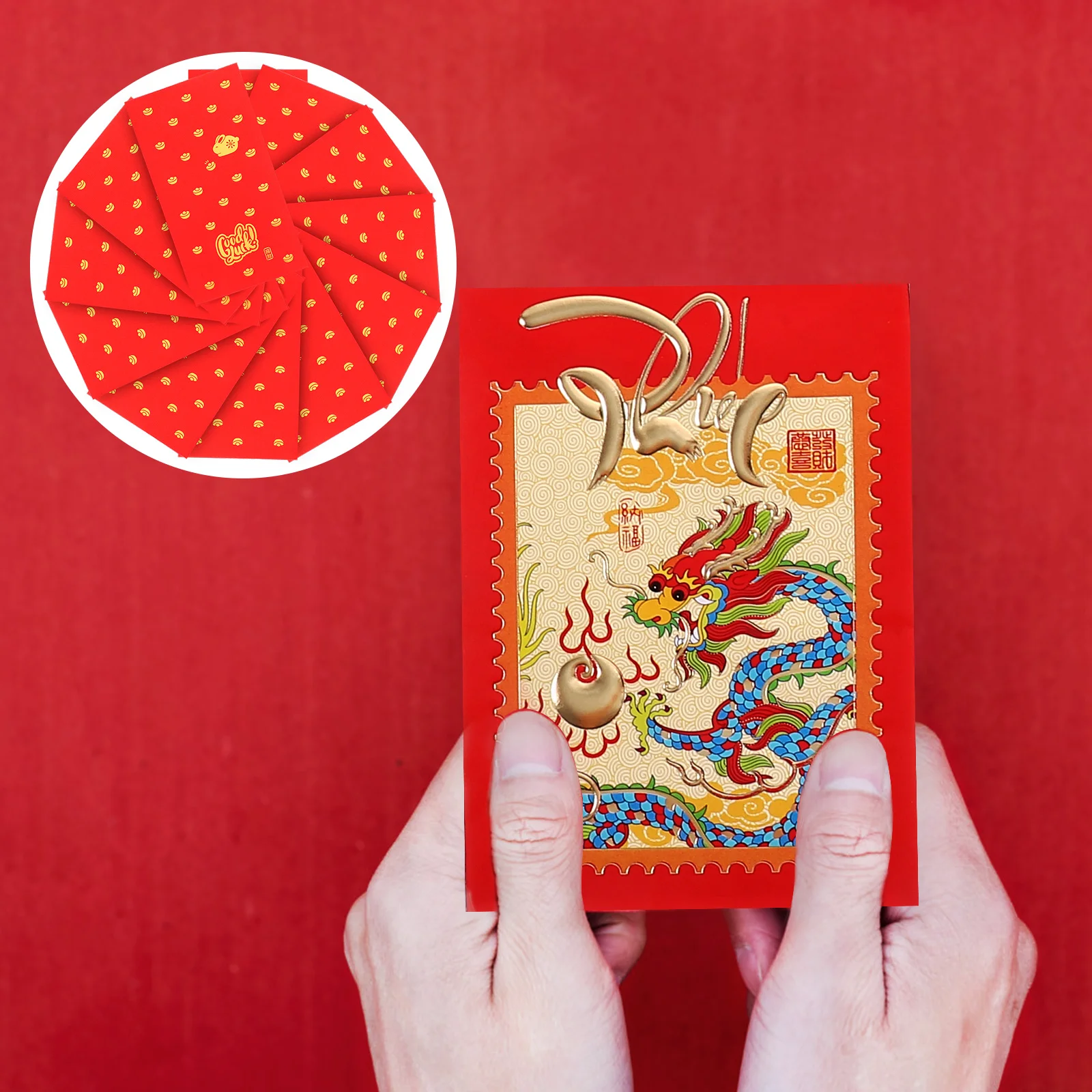 

Конверт красный в китайском стиле для денег, сумка-конверт, сумка для денег, бумажный пакет для нового года, традиционный карман 2024