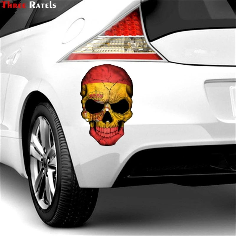 Three Ratels FC190 SKULL FLAG SPANISH PVC Cool Stickers For Kids Children Luggage Notebook Laptop Sticker Bomb Car-Styling |
