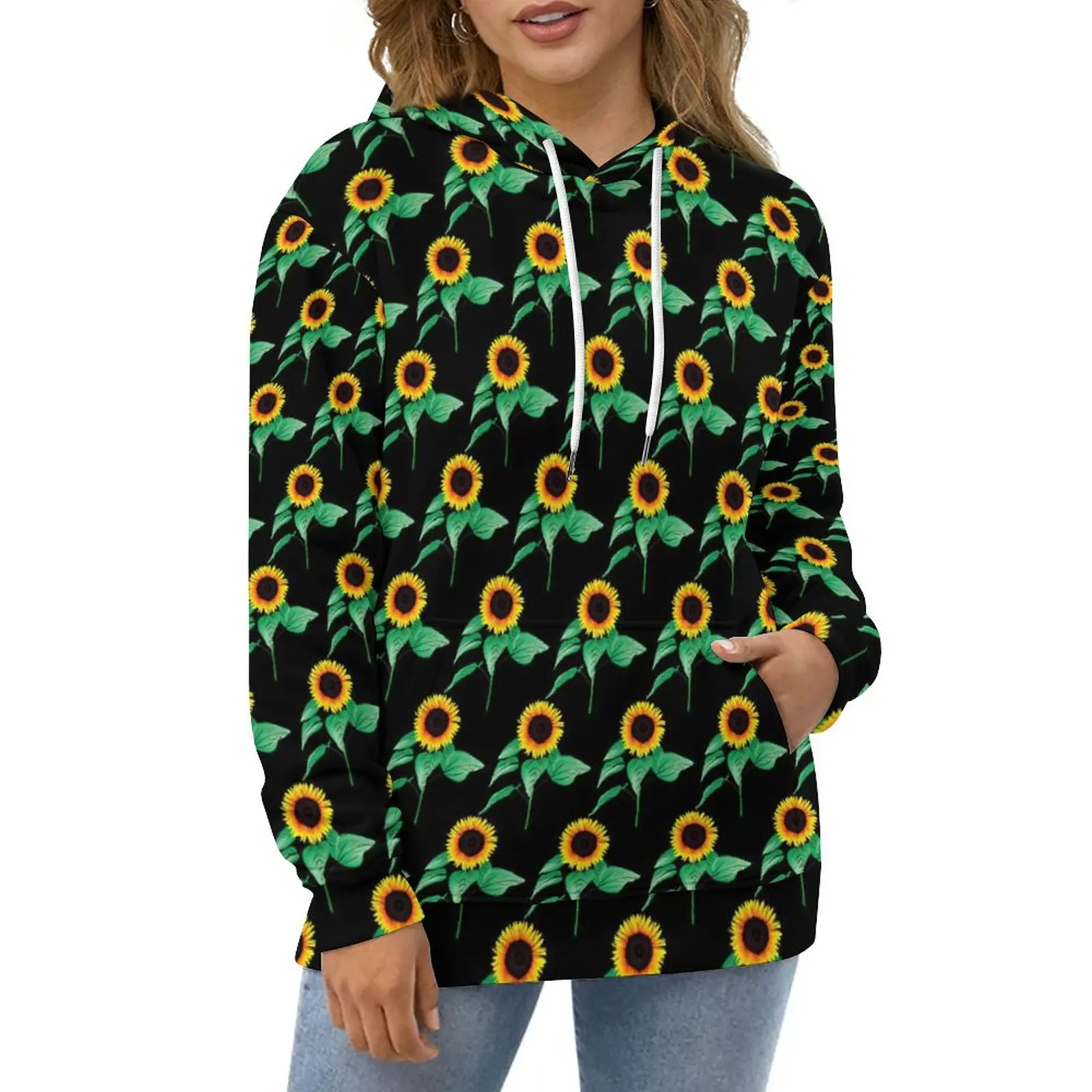 

Art Sunflower Casual Hoodies Nature Floral Print Modern Hoodie Woman Long Sleeve Streetwear Printed Loose Oversize Sweatshirts