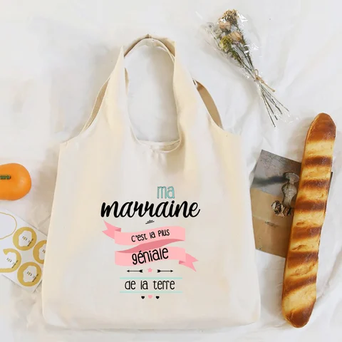 Do You Want To Be My Godmother Сумка-тоут с принтом Женские сумки для покупок Godmothers Запрос Сумка Холст Сумка для Marraine