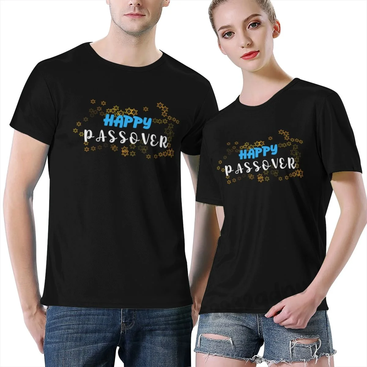 

Happy Passover With Stars Men grophic T shirt Black (S-6XL) Maillot Psg
