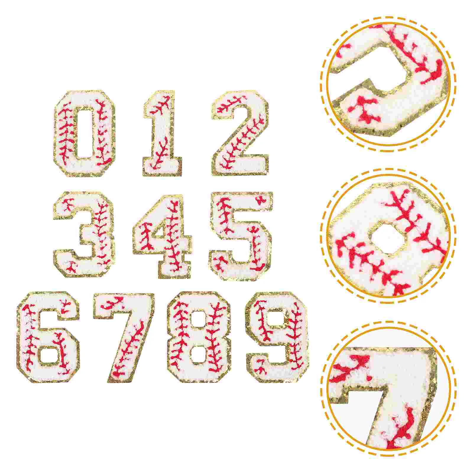 

10 Pcs Decals Embroidered Decorative Repair Patches DIY Towel Thread Multi-function Number Coat Household Baseball