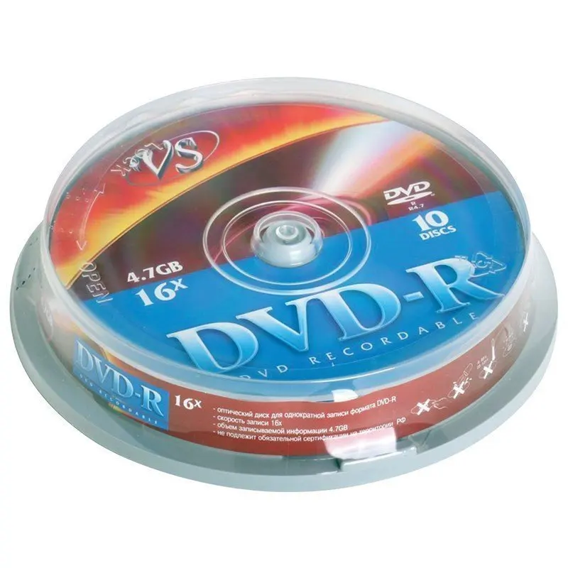 Диски DVD-R VS 4 7 Gb КОМПЛЕКТ 10 шт Cake Box VSDVDRCB1001 | Электроника