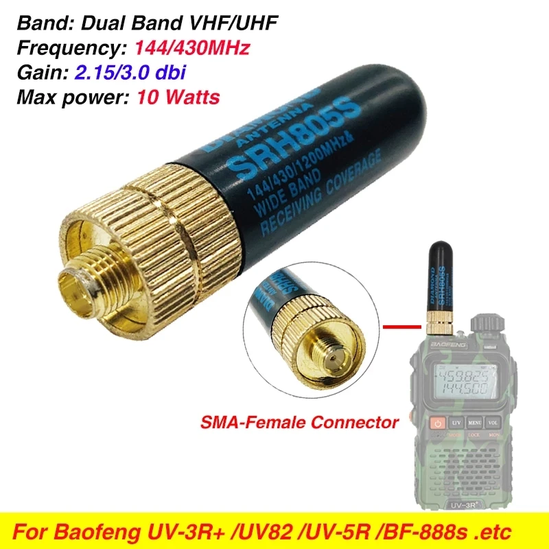 srh 805s sma female dual band antenna for baofeng uv 5r bf 888s uv 82 uv s9 portable walkie talkie for tk3107 2107 two way radio free global shipping