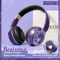 genshin impact raiden shogun peripheral wireless bluetooth headset stereo headphone anime same style prompt sound gift badge new