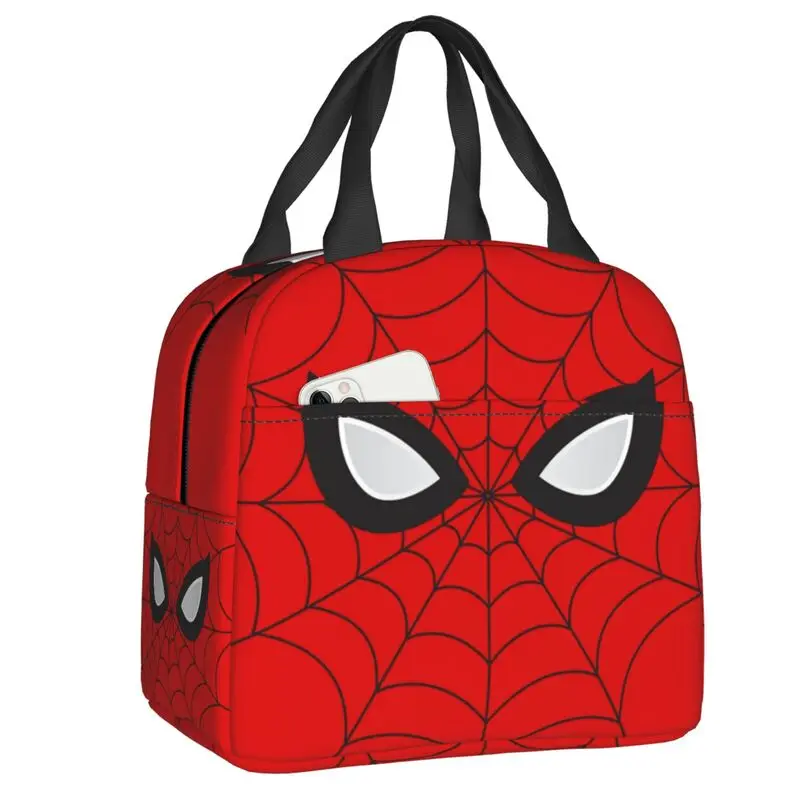 

Classic Red Spider Web Insulated Lunch Bag for Outdoor Picnic Cooler Thermal Bento Box Women Children Food Container Tote Bags