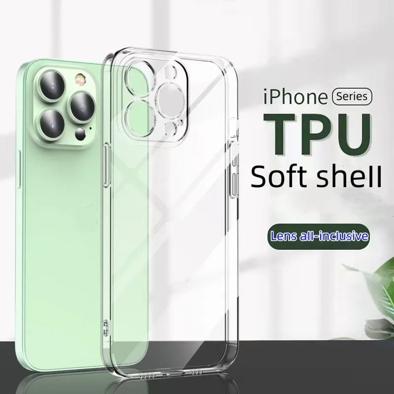 

Thick Shockproof Silicone Phone Case For iPhone 14 13 12 11 Pro Max Mini X XS XR 8 7 6 Plus SE2 Lens Protection Case Back Cover