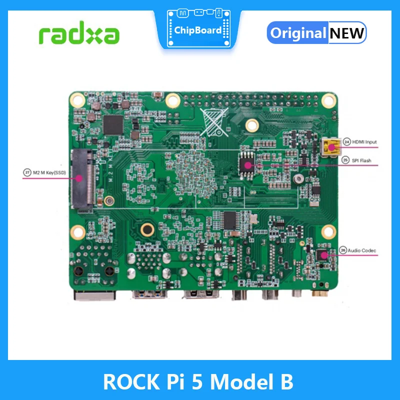 8-ядерная макетная плата Radxa ROCK Pi 5B 5 Model B RK3588 RAM 4 Гб 8 16 опционально