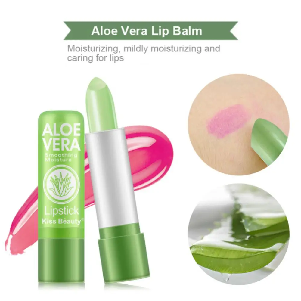 

1PC Moisture Lipstick Lip Balm Makeup Natural Aloe Vera Color Changing Lipstick Waterproof Lasting Lipstick Lip Loss Cosmetic