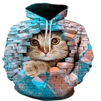 2021 new hooded casual street sweatshirt 3d printing cute funny animal cat pullover casual hoodie