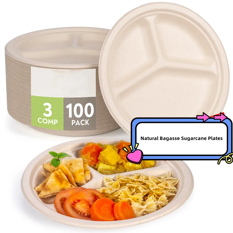 

Одноразовые бумажные обеденные тарелки, натуральный коричневый тарелки из сахарного тростника для свадьбы, вечеринки, барбекю, пикника, 100 ...