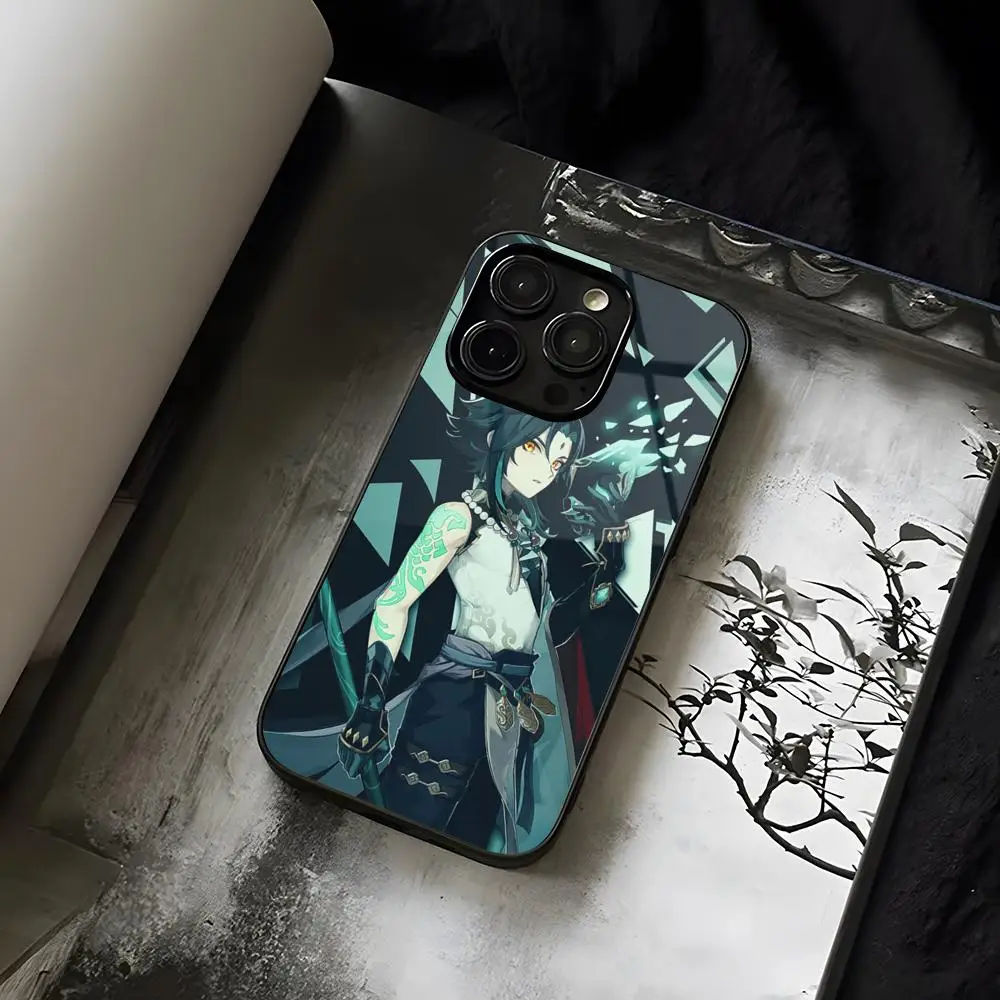 Чехол для телефона Genshin Xiao из закаленного стекла IPhone 13 14 12 15 11 Plus Pro XS Max Mini X XR 8 7 6s
