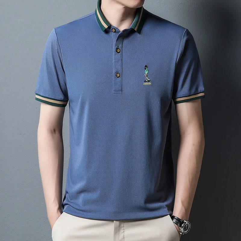 

Рубашка-поло мужская с вышивкой, модная базовая одежда, повседневная свободная Деловая одежда, лето