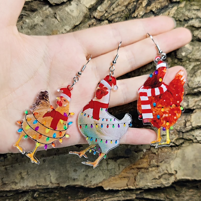 Акриловые рождественские серьги-подвески