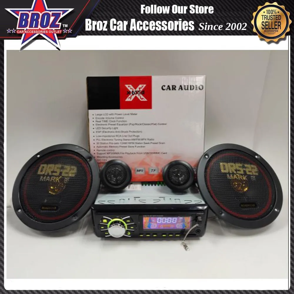 

Package Set Car Stereo Radio + 6" speaker + Tweeter Bluetooth,MP3 Player USB/SD/AUX