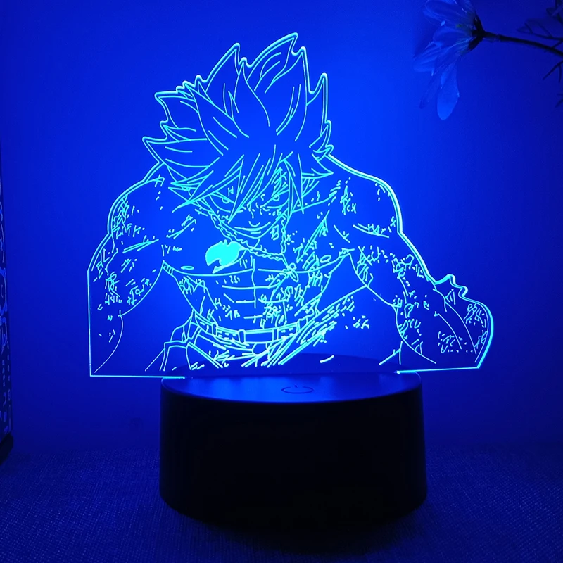 Fairy Tail Gray Fullbuster 3d Led Lamp For Bedroom Mange Night Lights Anime Action Figure Avatar Room Decor Cute Lover Gift