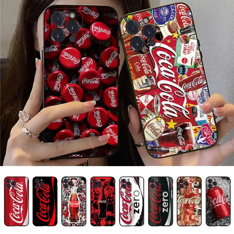 

drinks C-cola Phone Case For iPhone 14 13 12 Mini 11 Pro XS Max X XR SE 6 7 8 Plus Soft Silicone Cover