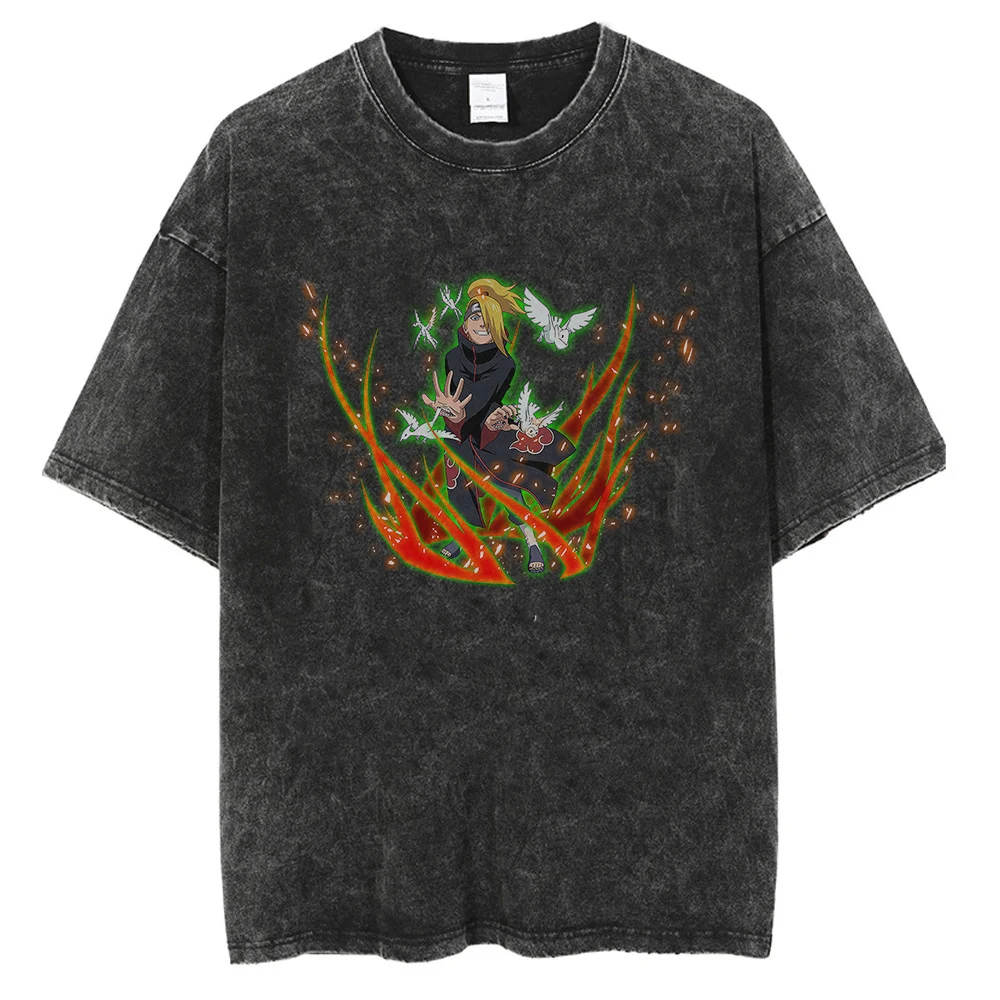 

Футболка мужская Винтажная с принтом «Наруто», классная уличная одежда в стиле «хип-хоп», тенниска с короткими рукавами с вареным принтом из японского аниме, повседневный топ в стиле Харадзюку