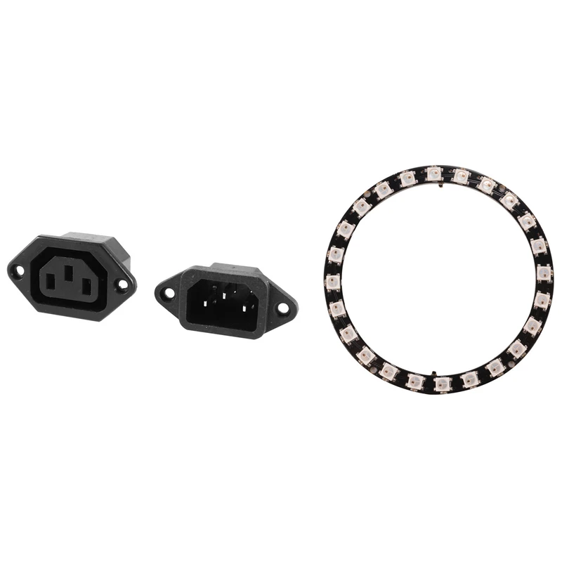 

2 Pcs Chassis Panel Mount Plug Connector & 1 Pcs 24Bit Ring Rgb Led Ring 5050 Built-In Integrated Driver