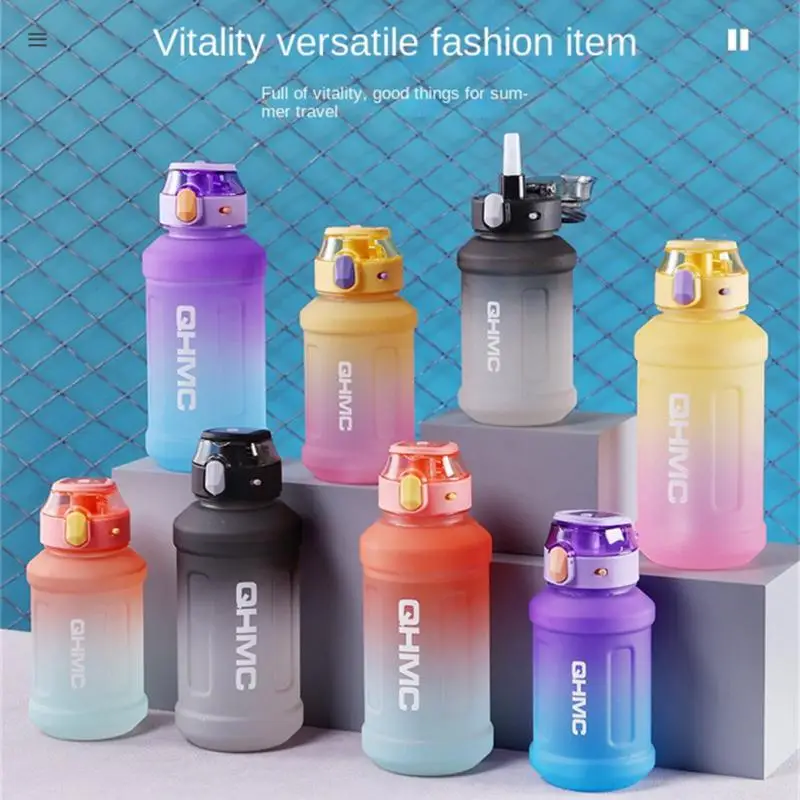 

900/1300ml Sports Water Bottle Gradient Color Frosted Water Cup With Straw Fitness Jug Outdoor Travel Bicycle Gym Drinkware