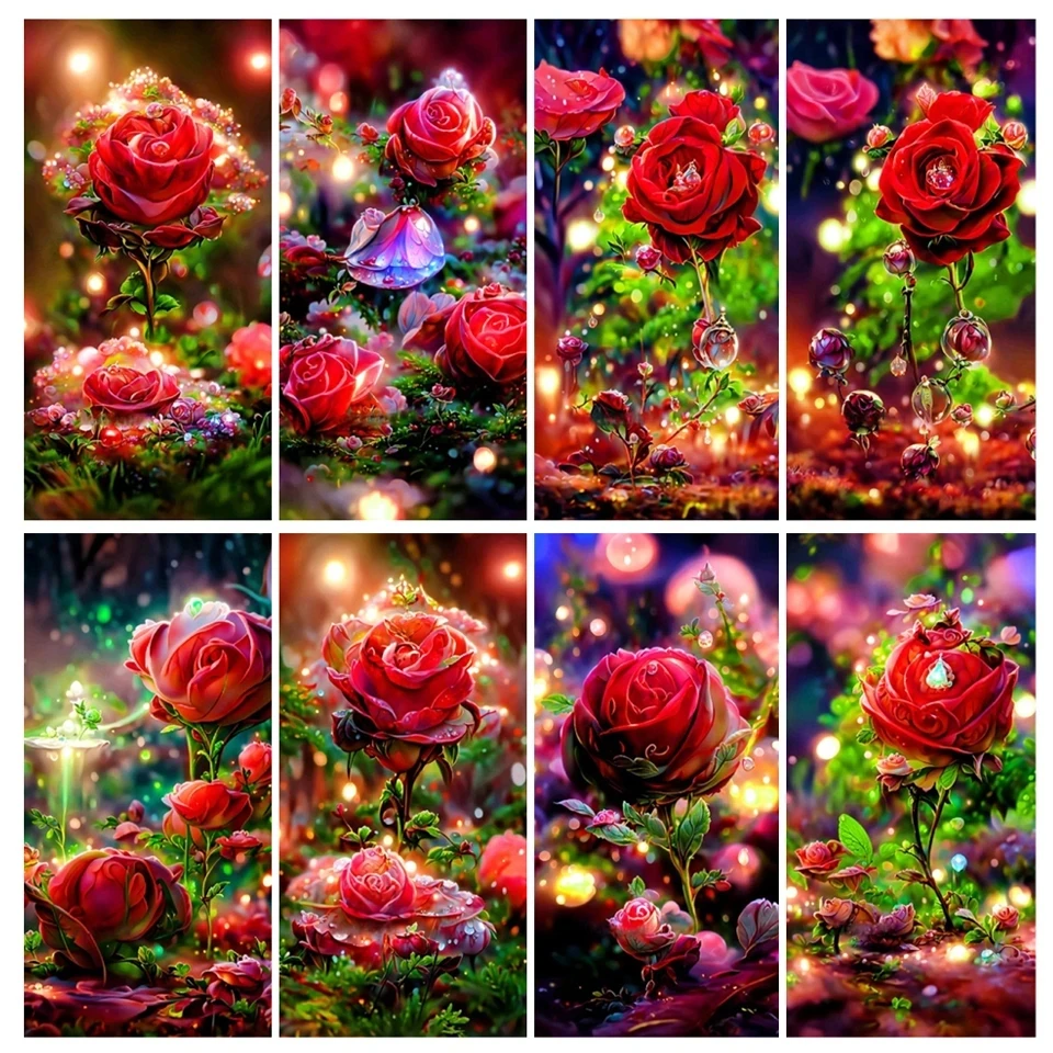 Алмазная вышивка «Красная роза», большая фантазия, полный набор для домашнего декора, мозаика с цветами, вышивка крестиком S482