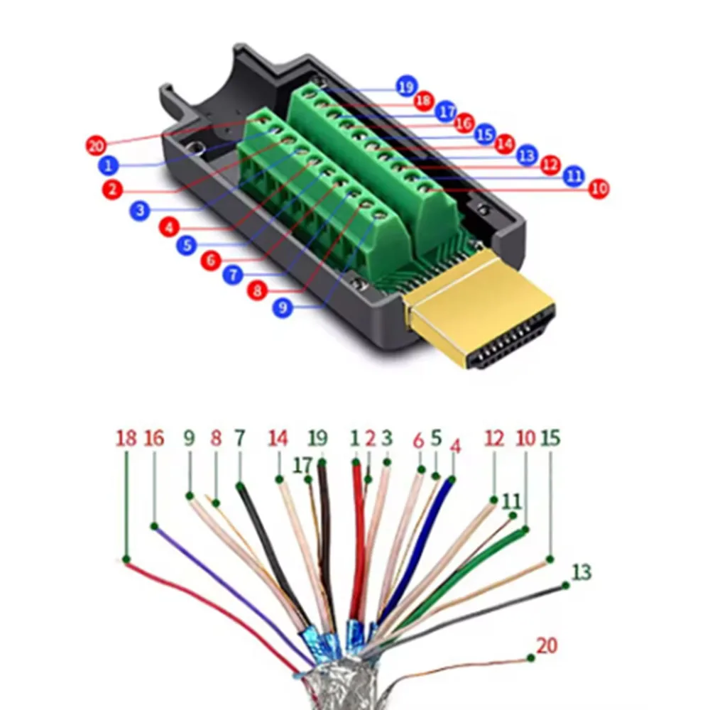 1 шт. HDMI-совместимый Разъем 2 0 Штекерная Вилка терминалы для пайки/пайки модульный