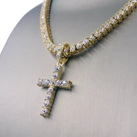new men women cross pendant necklace with 5mm zircon tennis chain iced out bling necklaces fashion hip hop jewelry gift a