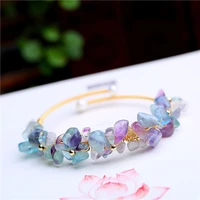 1pcs natural colored crystalcolored fluorite gravel wrapped 14k gold bracelet suitable for ladies european and american fashion