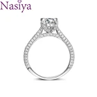 S925 стерлингового серебра белого золота Круглые проложить цветок обручальное кольцо для женщин Роскошные ювелирные изделия Halo свадебное кольцо с бриллиантом