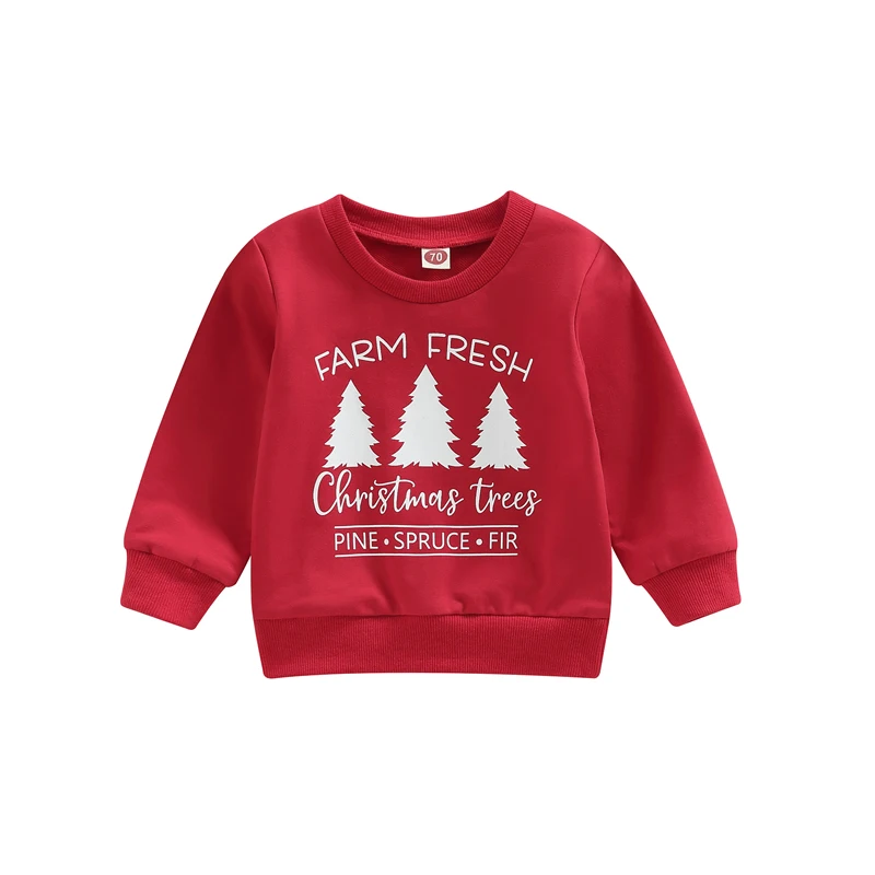 

Baby Sweatshirt for Girls Boys Clothes Newborn Toddler Long Sleeve Christmas Tree Letter Print Pullover Casual Loose Hoodie