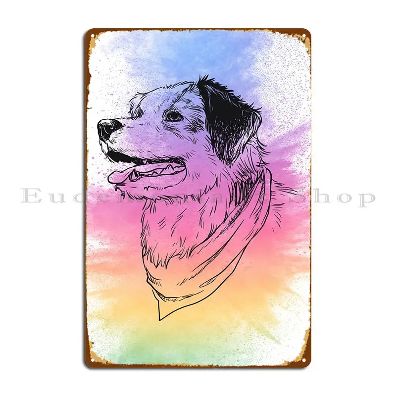 

Dog Sketch With Scarf Metal Sign Cinema Cinema Wall Mural Character Cinema Tin Sign Poster