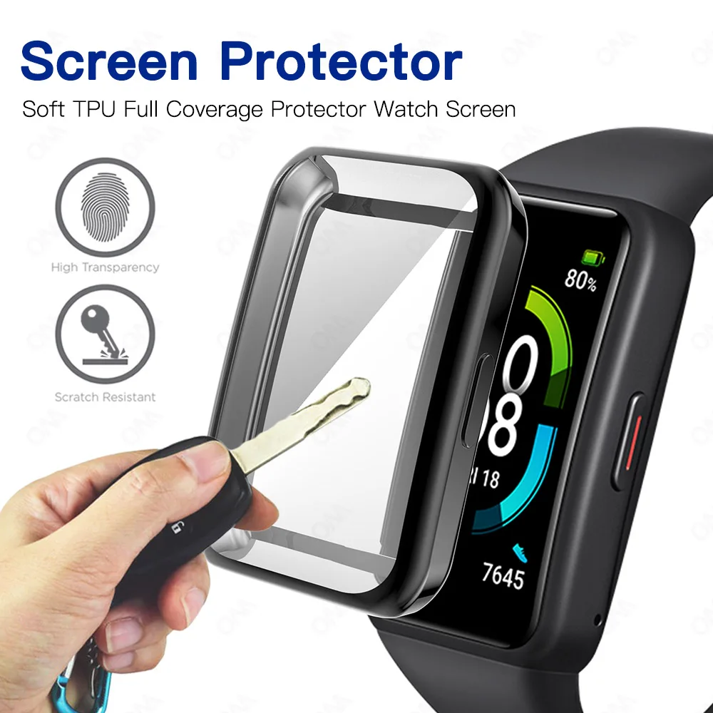 Мягкий защитный чехол для Huawei Band 7/6 бампер гибкий ТПУ полное покрытие защитные