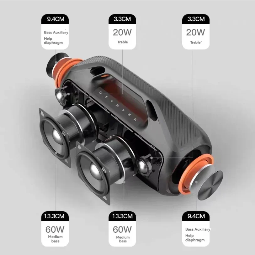 Фото Портативная Bluetooth-колонка XDOBO Kung Fu 160W, беспроводная HIFI-колонка, водонепроницаемая колонка IPX6 для вечеринок на открытом воздухе, Caixa De Som №3