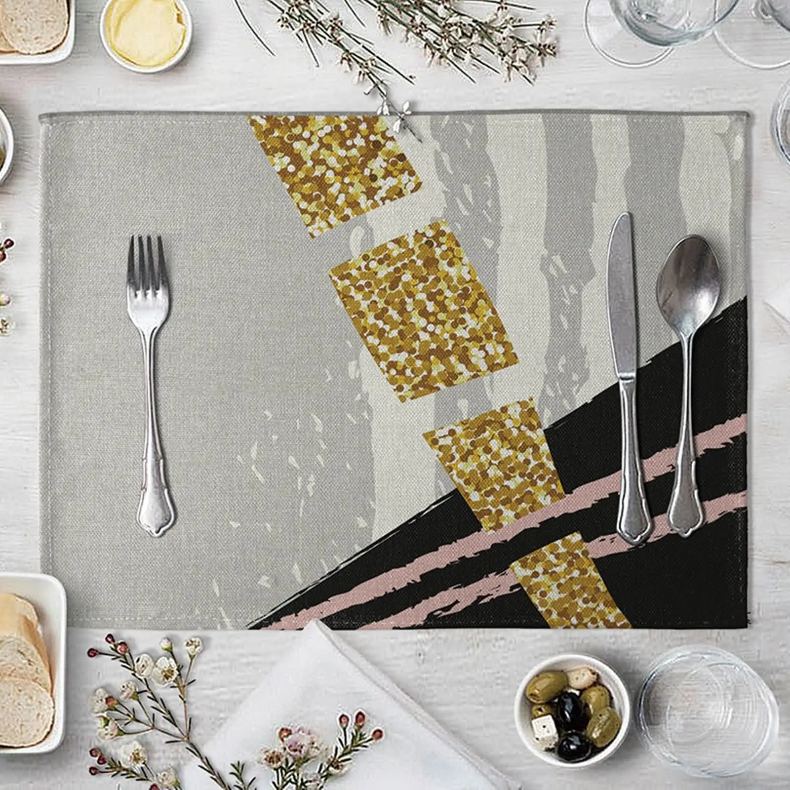 

Коврики для малышей, розовый, черный, золотой стол, декор для гостиной, парижский стол, набор ковриков, квадратные маленькие коврики