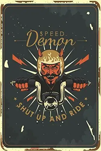 

Speed Demon Shut Up and Ride Motorcycle Man Cave Sign Vintage Retro Man Cave ...
