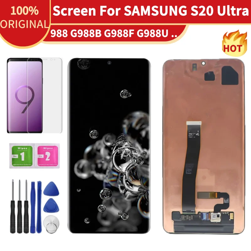 

Оригинальный экран для Samsung Galaxy S20, ультратонкий ЖК-дисплей G988, G988B, G988F, сенсорный экран S20, сверхдисплей без рамки, Запасная часть