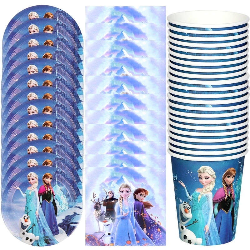 

60pcs/lot Disney Frozen Theme Kids Favors Birthday Party Decorations Tableware Cup Plate Napkin Baby Shower Events Supplies