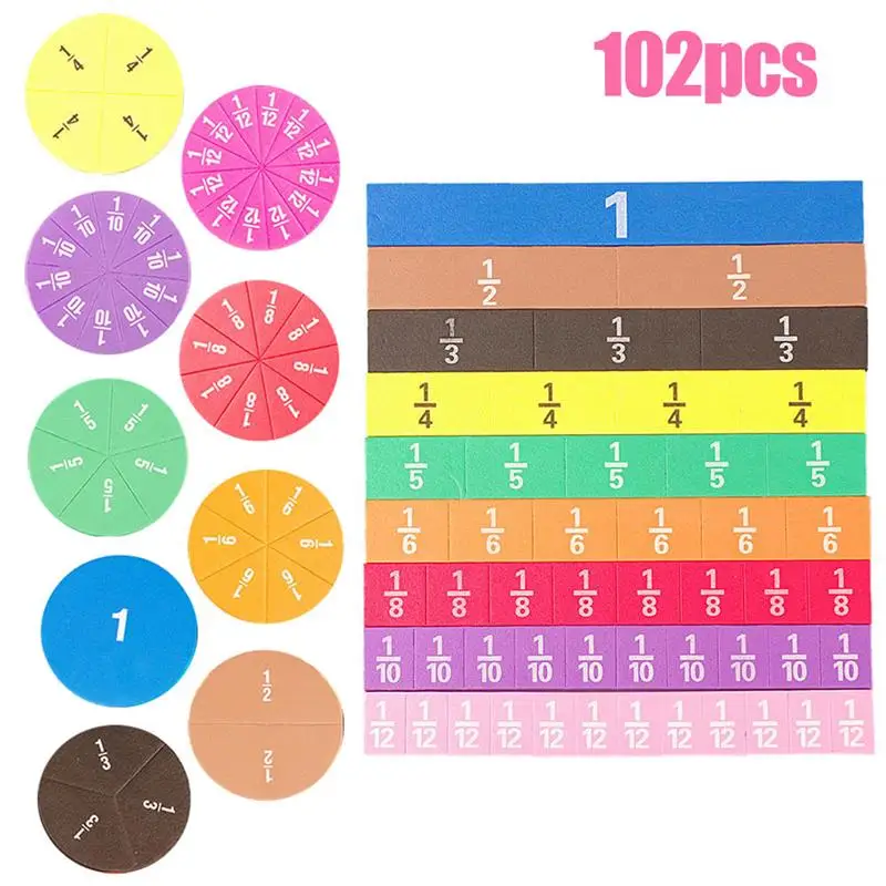 

102pcs Magnetic Montessori Toys Round Shaped Fractions Math Toys Early Learning Educational Teaching Toy DIY Assembling Puzzles