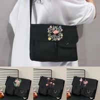 womens canvas messenger bag casual satchel girls handbag shoulder large capacity tote bag female flamingo pattern shopping bags