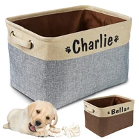 personalized pet dog toy storage basket dog canvas bag foldable pet toys linen storage box bins dog accessories pet supplies