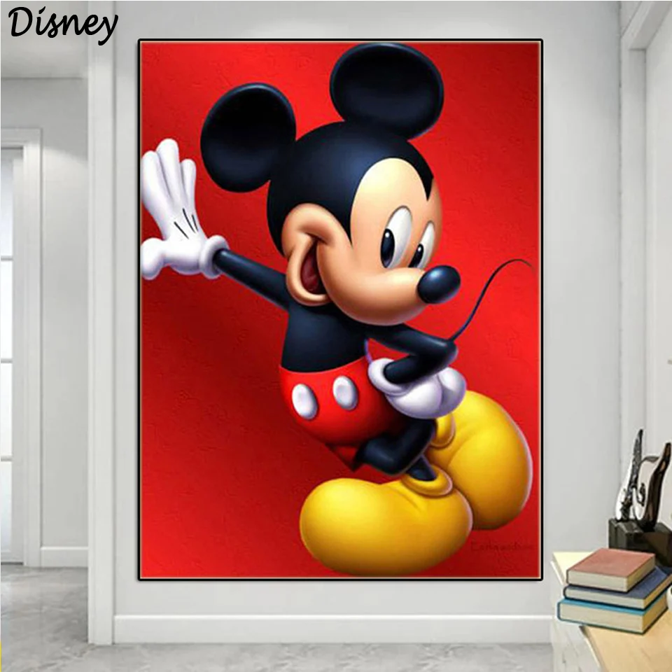 

Алмазная 5D картина «сделай сам», вышивка крестиком из страз, праздничный красный фон Диснея, вышивка из страз Микки Маусом, квадратный Декор...