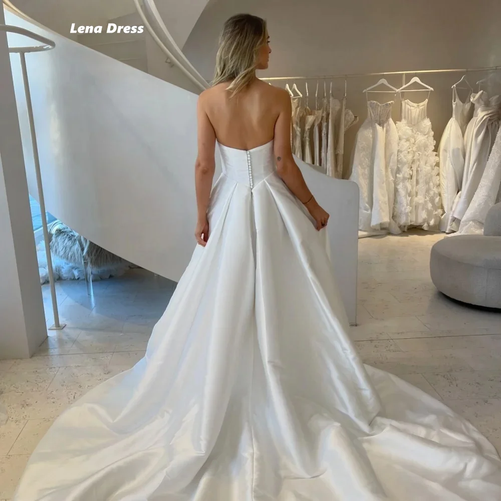 Lena Wedding Dress Party Dresses Атласное платье с боковым разрезом Tube Top Line A Женское вечернее